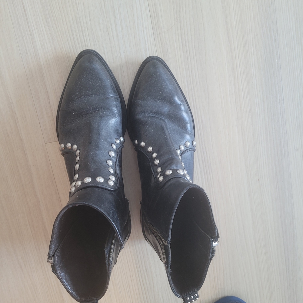 Studded Black Leather Combat Boots